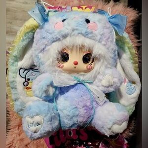 Pastel Bunny Plush Doll - Blue Lavender Plush Costume